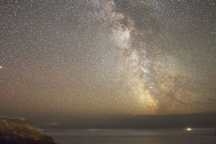 The Milky Way rises from the Atlantic, seen from Land\'s End, Cornwall.