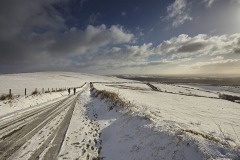 Snow at Kinsford Gate, near Brayford, Exmoor National Park, Devon, Great Britain.