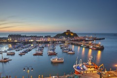 A dusk view of the harbour at Ilfracombe, Devon, Great Britain.