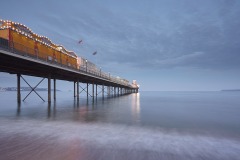 Paignton Pier at dusk, Paignton, Devon, Great Britain.