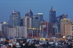 A dusk view of the Makati skyline, Manila, Philippines.