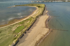 Aerial view of the estuary of the River Exe, seen from above Dawlish Warren, Devon, Great Britain.