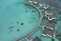 Drone view of Havodda Island, Gaafu Dhaalu atoll, in the far south of the Maldives, Indian Ocean.
