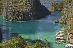 View of Kayangan Lake cove, Coron Island, Calamian Islands, Palawan, Philippines.