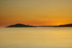 Dusk over Burgh Island, seen from Bantham, Devon, Great Britain.