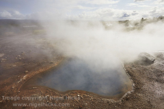 Steaming, boiling pools at Geysir, Golden  Circle, Iceland.