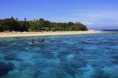 A view of Balicasag Island from a boat, Bohol, the Philippines.